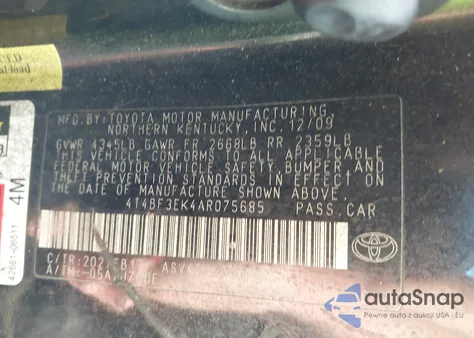 2010 Toyota Camry Le from USA, damaged, VIN 4T4BF3EK4AR075685
